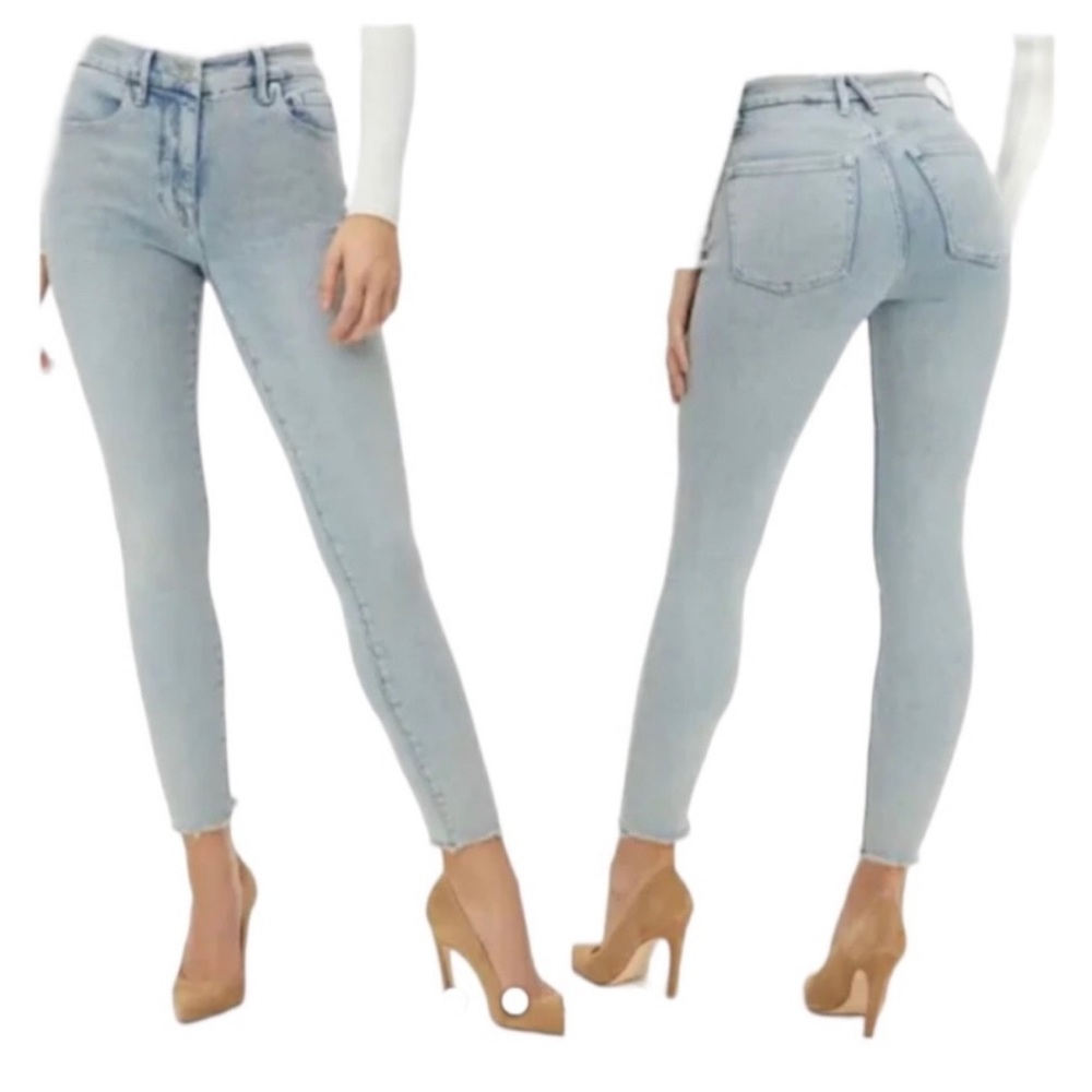 GOOD AMERICAN Jeans Good Legs Crop Long Fray Hem Blue669